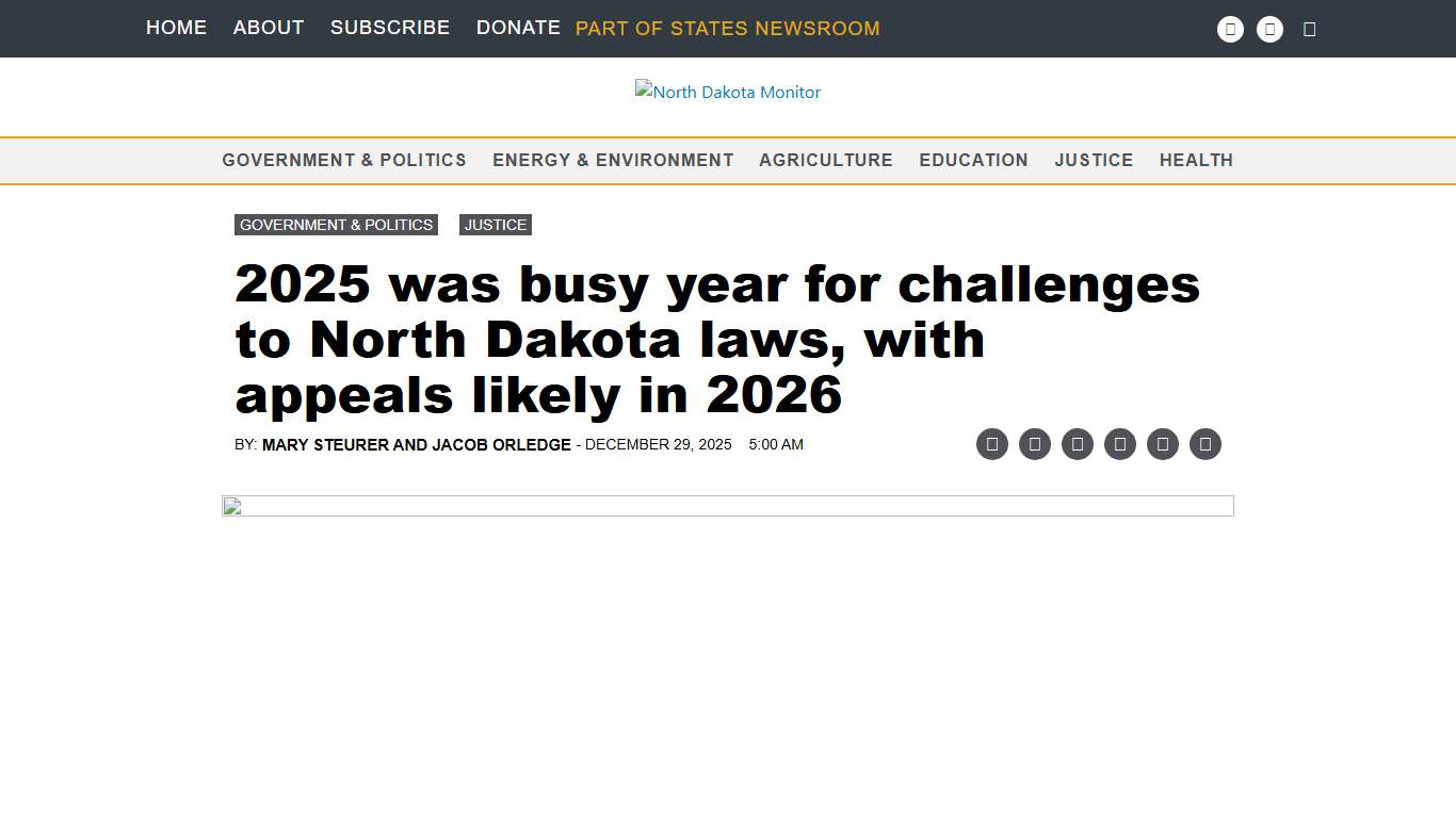 2025 was busy year for challenges to North Dakota laws, with appeals likely in 2026 • North Dakota Monitor