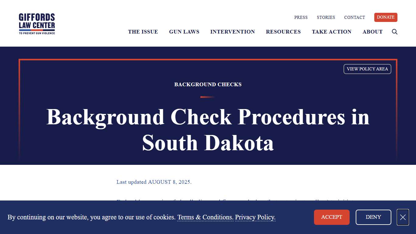 Background Check Procedure Laws in South Dakota Giffords